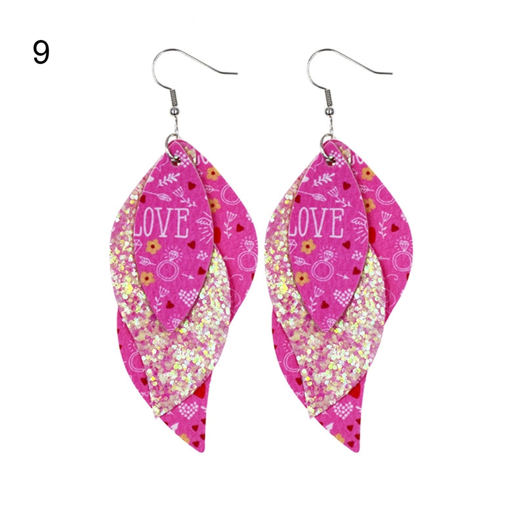 S-Shaped Leather Earrings Sequins Sparkling Earrings Jewelry Accessory Gifts Image 12