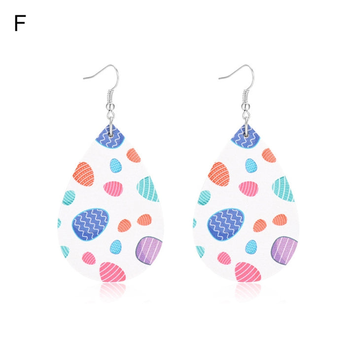 Fashion Women Faux Leather Metal Water Drop Shape Earrings Gift Eardrops Dangler Image 2