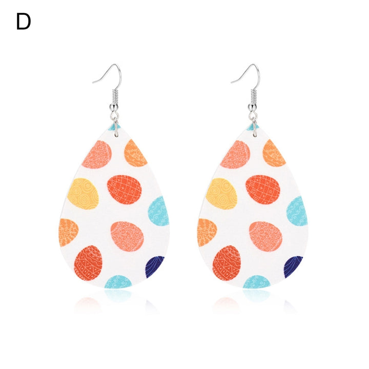 Fashion Women Faux Leather Metal Water Drop Shape Earrings Gift Eardrops Dangler Image 7