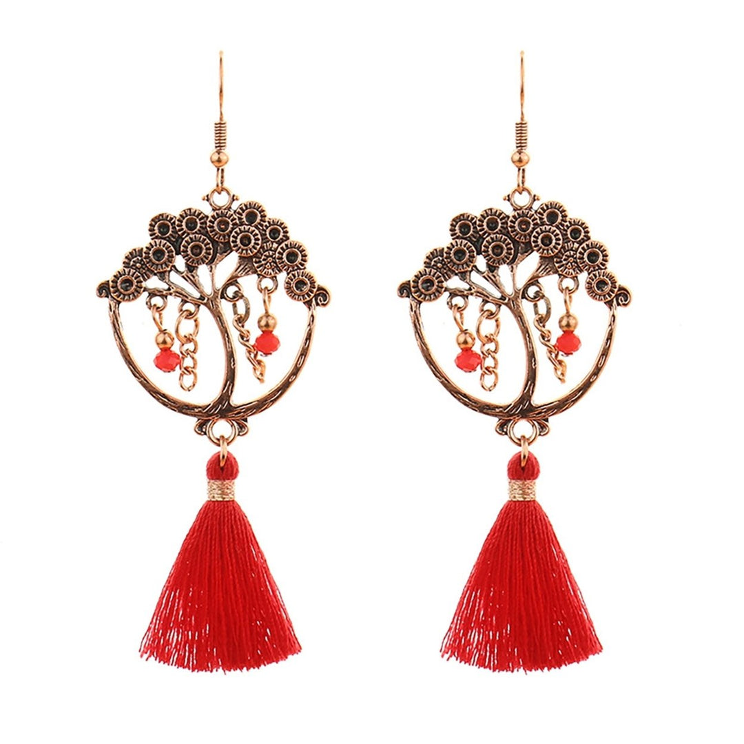 Earrings Long Drop Fashion Red Fringed Long Fashion Tassel Earrings for Girls Image 1