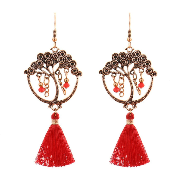 Earrings Long Drop Fashion Red Fringed Long Fashion Tassel Earrings for Girls Image 1