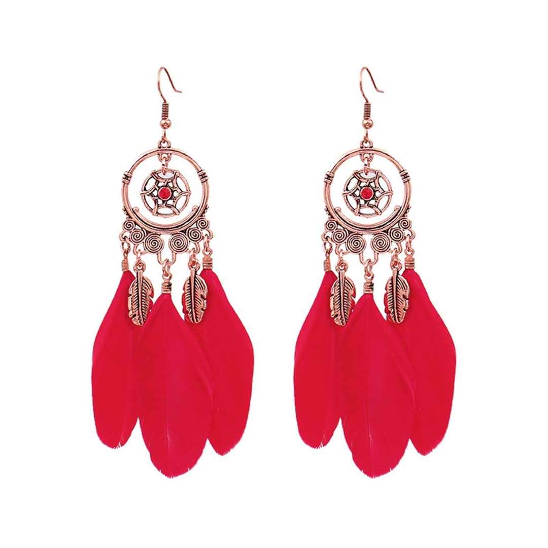 1Pair Dangle Earrings Tassel Design Jewelry Gift Red Women Wedding Drop Earrings for Festival Image 4