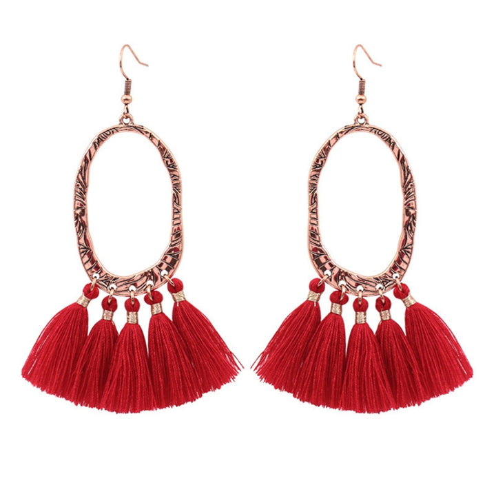 1Pair Dangle Earrings Tassel Design Jewelry Gift Red Women Wedding Drop Earrings for Festival Image 4