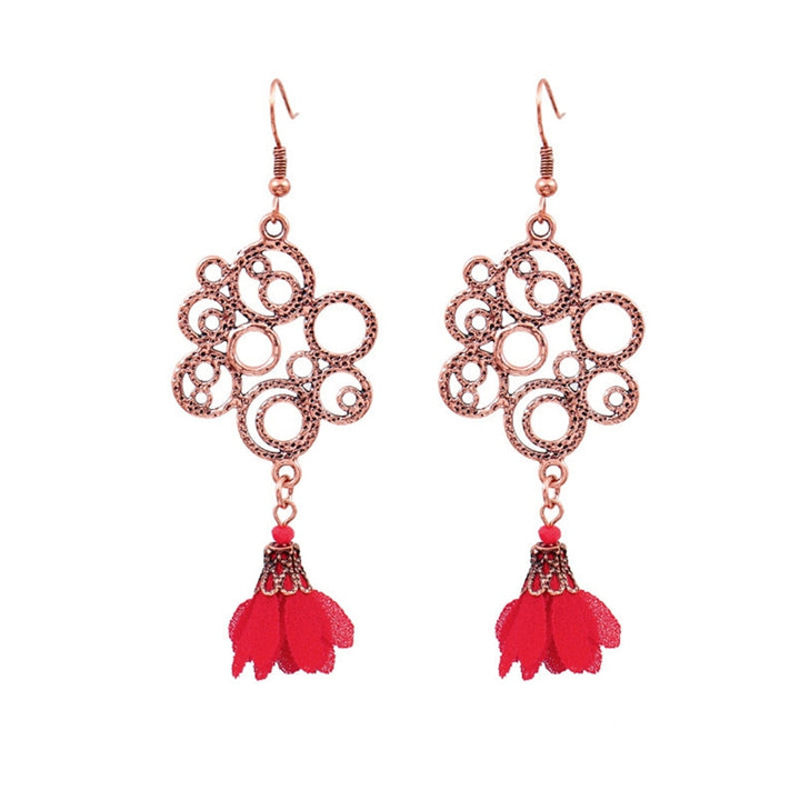 1Pair Dangle Earrings Tassel Design Jewelry Gift Red Women Wedding Drop Earrings for Festival Image 6