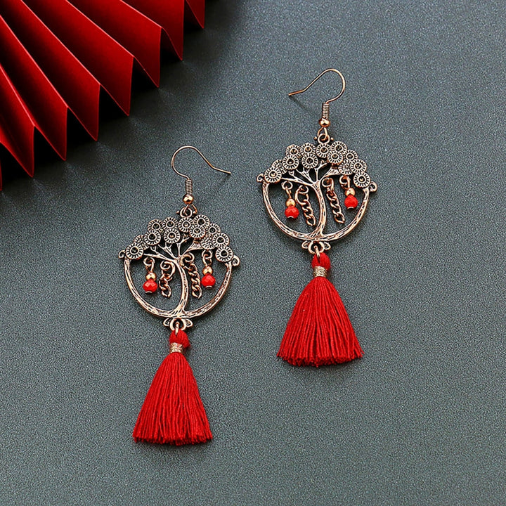 Earrings Long Drop Fashion Red Fringed Long Fashion Tassel Earrings for Girls Image 6