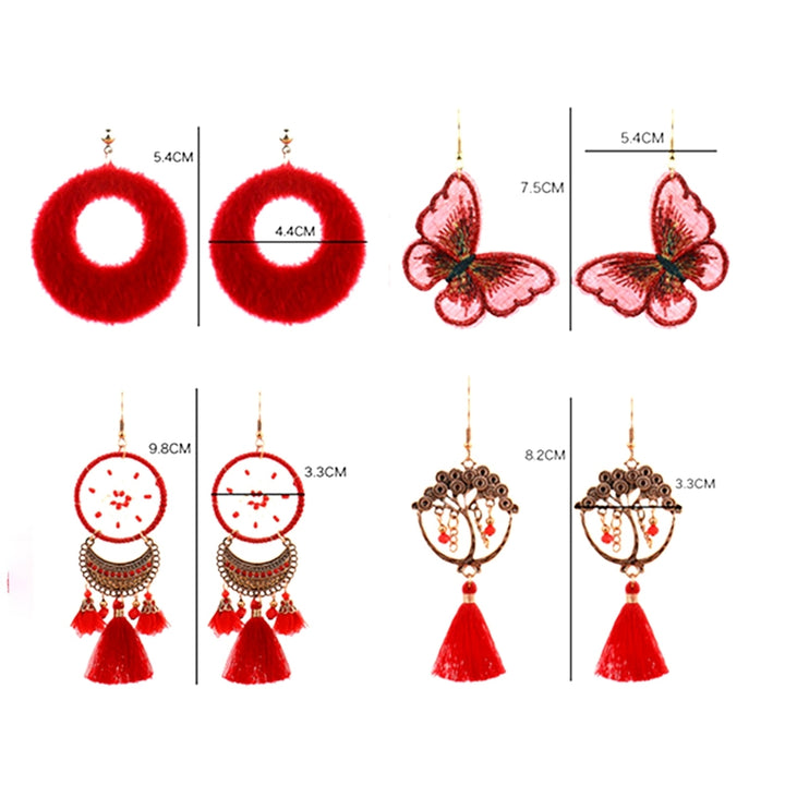 Earrings Long Drop Fashion Red Fringed Long Fashion Tassel Earrings for Girls Image 7