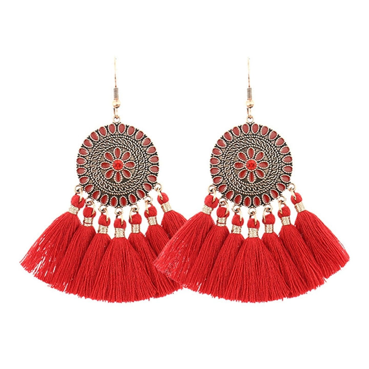 1Pair Dangle Earrings Tassel Design Jewelry Gift Red Women Wedding Drop Earrings for Festival Image 8