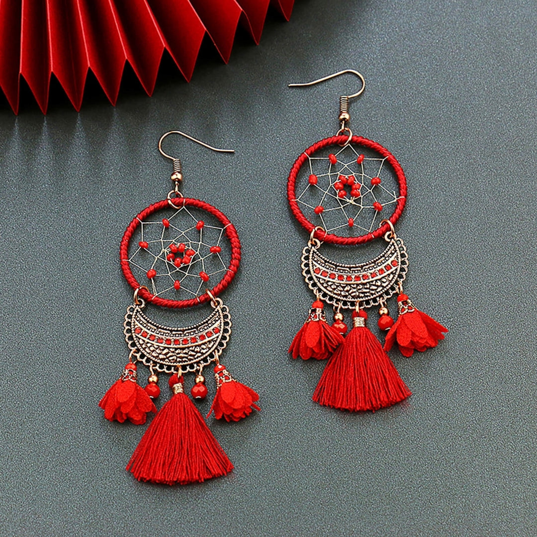 Earrings Long Drop Fashion Red Fringed Long Fashion Tassel Earrings for Girls Image 8