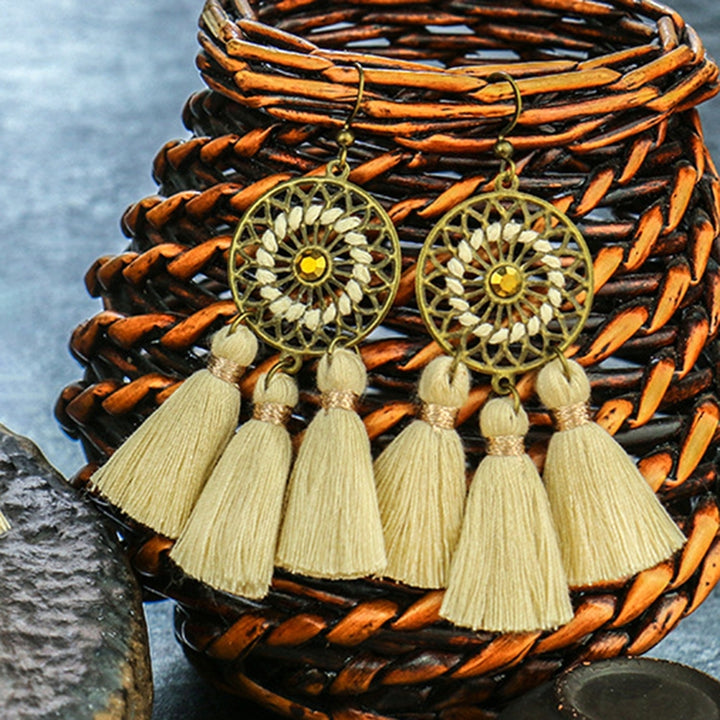 1 Pair Drop Earrings Bohemian Style Wedding Jewelry Handmade Women Fringed Earrings for Party Image 8