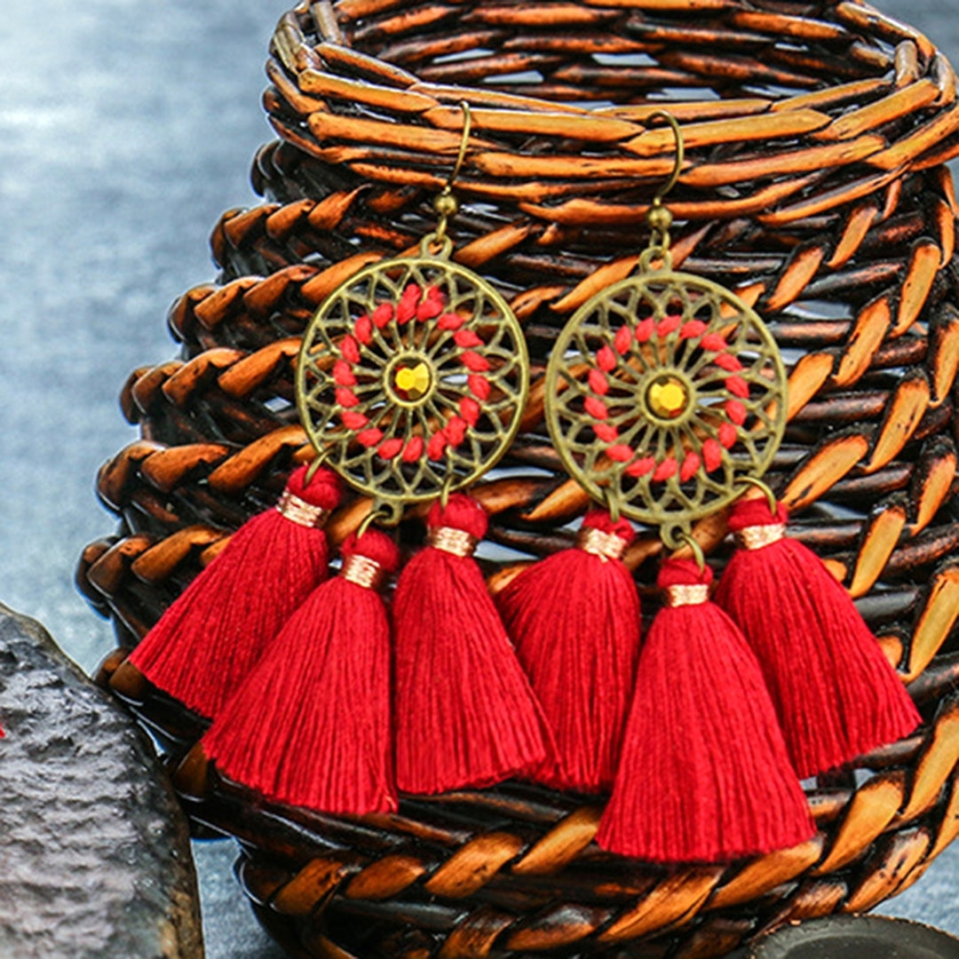 1 Pair Drop Earrings Bohemian Style Wedding Jewelry Handmade Women Fringed Earrings for Party Image 9