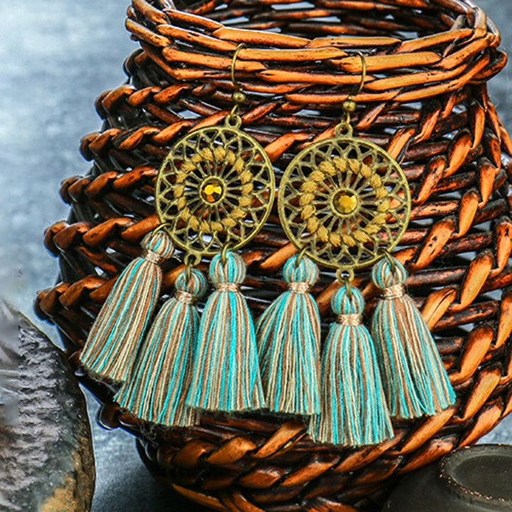 1 Pair Drop Earrings Bohemian Style Wedding Jewelry Handmade Women Fringed Earrings for Party Image 11