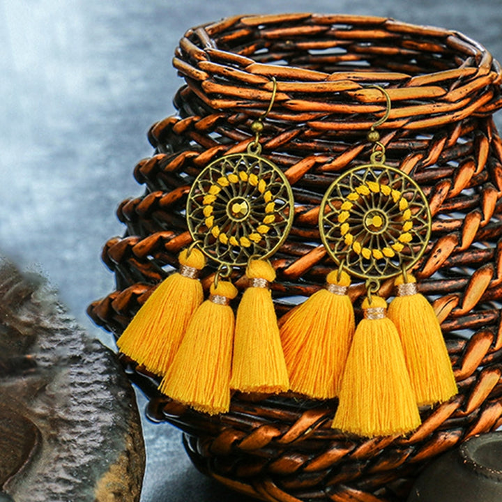 1 Pair Drop Earrings Bohemian Style Wedding Jewelry Handmade Women Fringed Earrings for Party Image 12