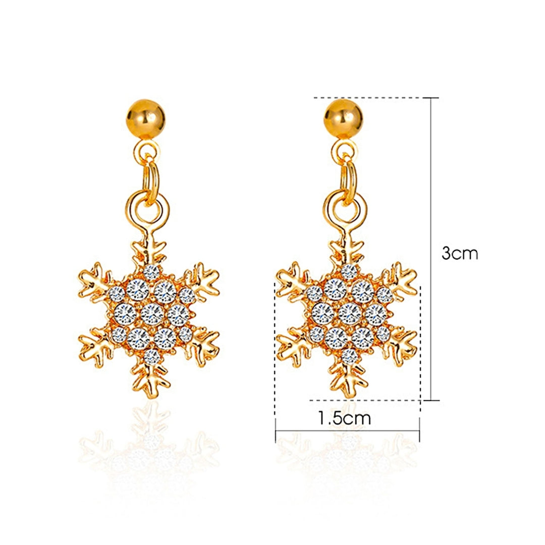 Women Elegant Snowflake Shape Zircon Pendant Ear Stud Earring Jewelry Accessory Image 4