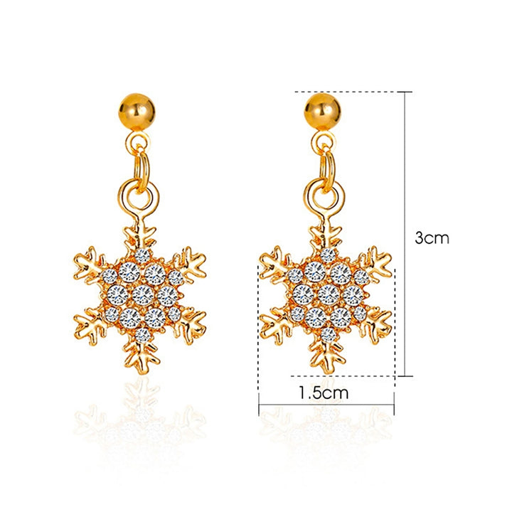 Women Elegant Snowflake Shape Zircon Pendant Ear Stud Earring Jewelry Accessory Image 4