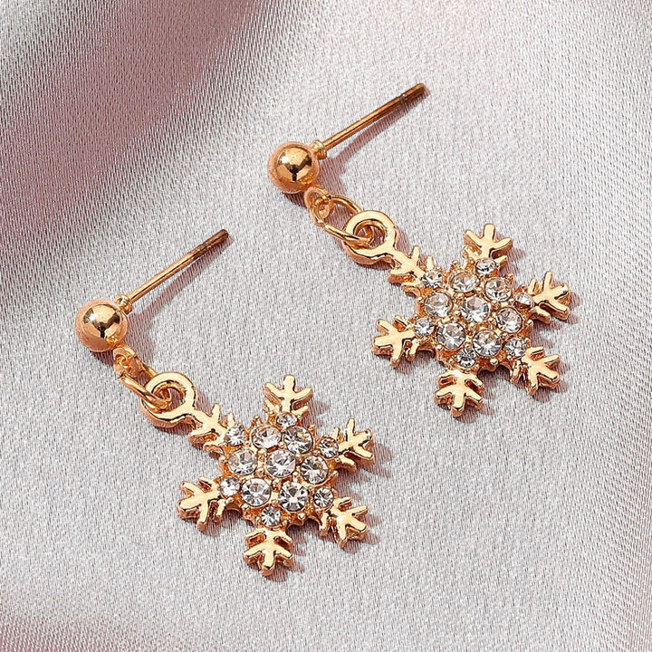 Women Elegant Snowflake Shape Zircon Pendant Ear Stud Earring Jewelry Accessory Image 6