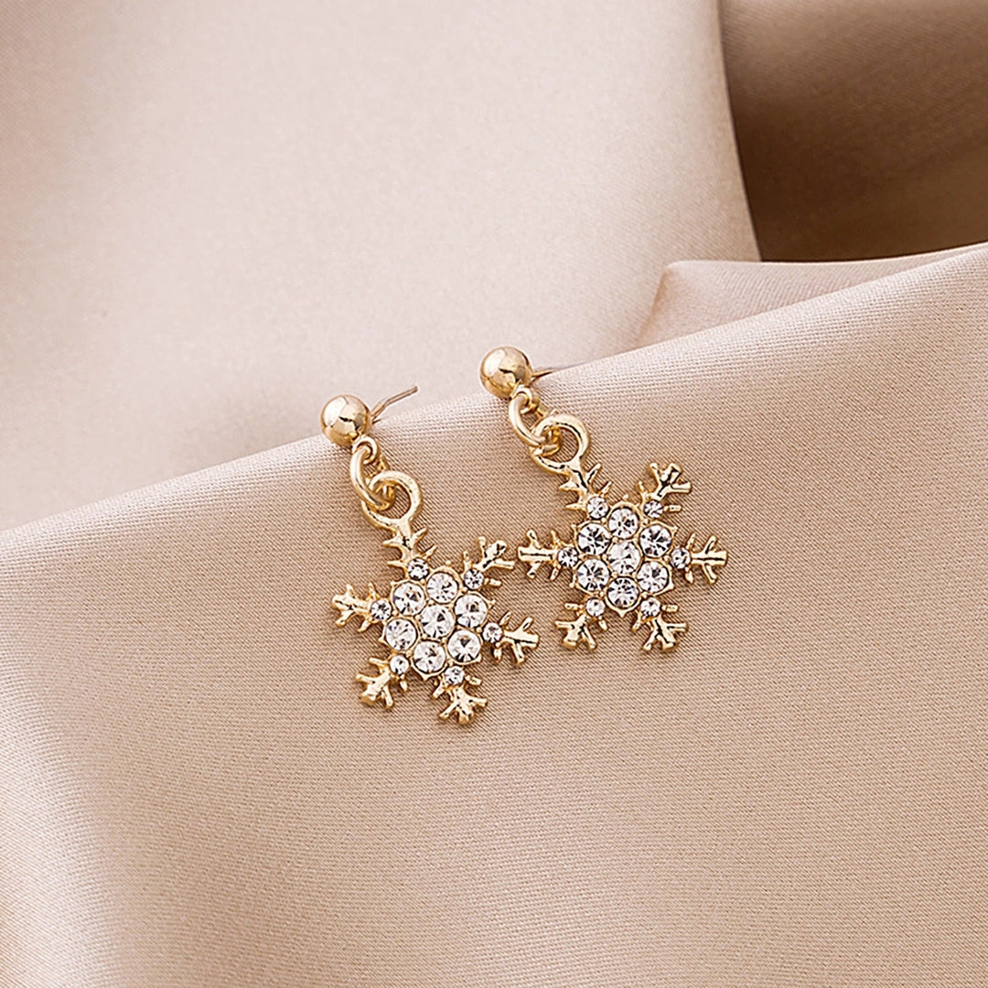 Women Elegant Snowflake Shape Zircon Pendant Ear Stud Earring Jewelry Accessory Image 8