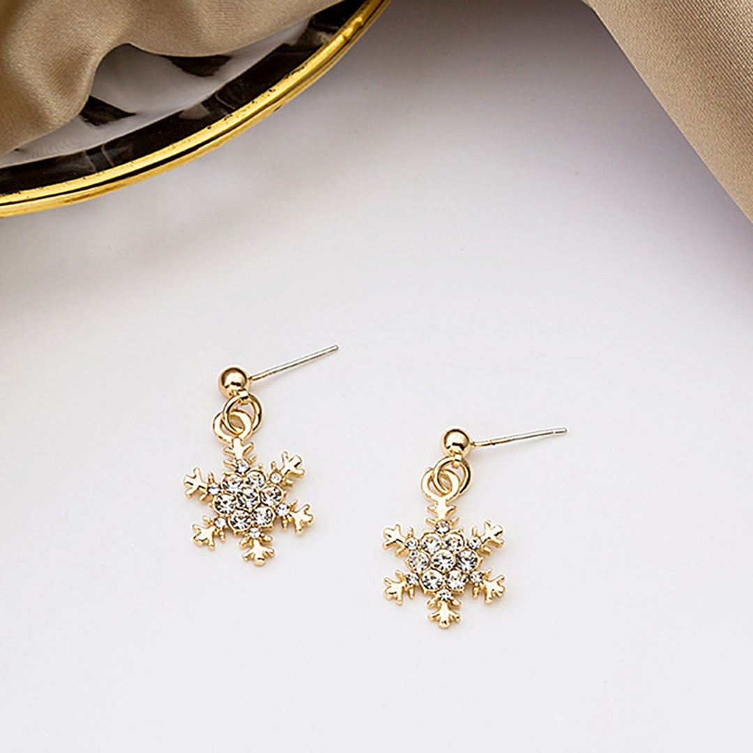 Women Elegant Snowflake Shape Zircon Pendant Ear Stud Earring Jewelry Accessory Image 9