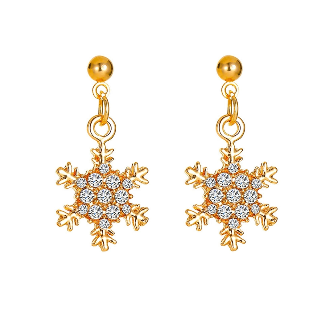 Women Elegant Snowflake Shape Zircon Pendant Ear Stud Earring Jewelry Accessory Image 10