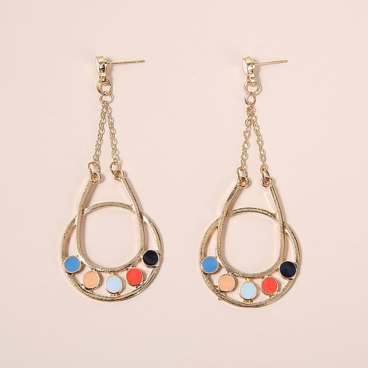 Drop-shaped Multicolor Flower Dangle Ear Stud Earrings Jewelry Accessories Gift Image 4