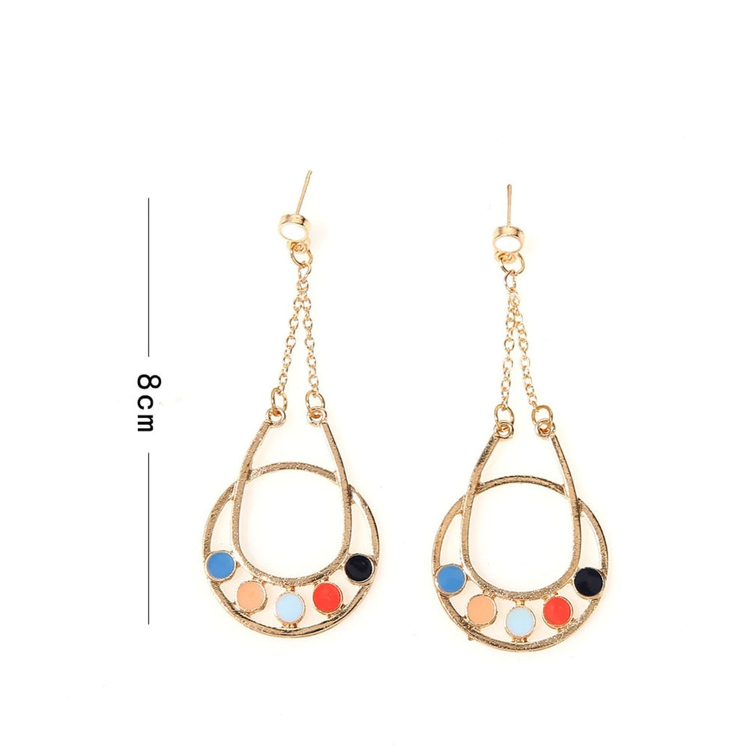 Drop-shaped Multicolor Flower Dangle Ear Stud Earrings Jewelry Accessories Gift Image 4