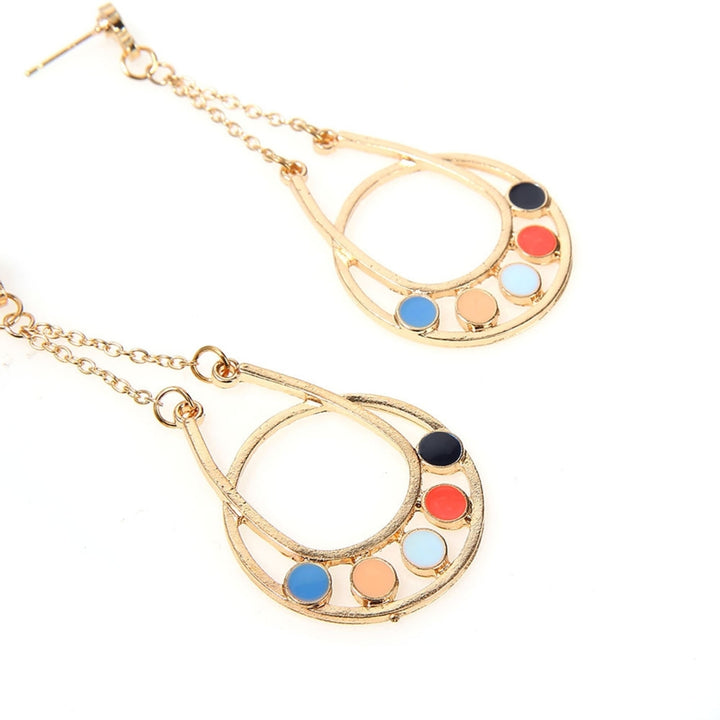 Drop-shaped Multicolor Flower Dangle Ear Stud Earrings Jewelry Accessories Gift Image 6