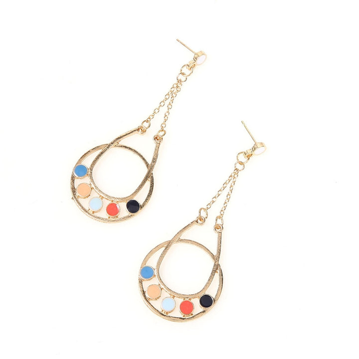 Drop-shaped Multicolor Flower Dangle Ear Stud Earrings Jewelry Accessories Gift Image 7