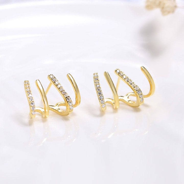 1 Pair Shiny Sturdy Rhinestone Claw Ear Studs Earrings Jewelry Accessory for Party Image 3