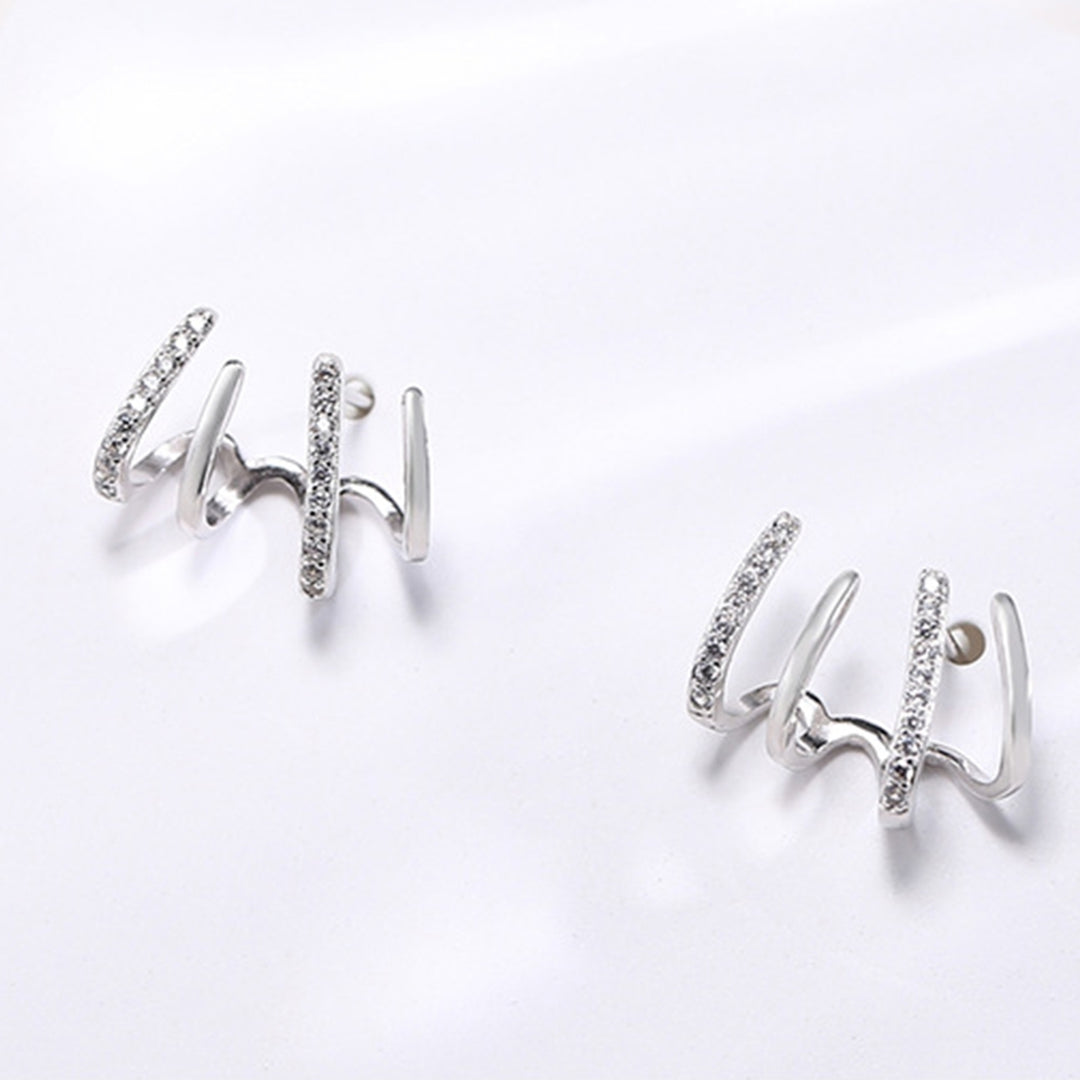 1 Pair Shiny Sturdy Rhinestone Claw Ear Studs Earrings Jewelry Accessory for Party Image 4