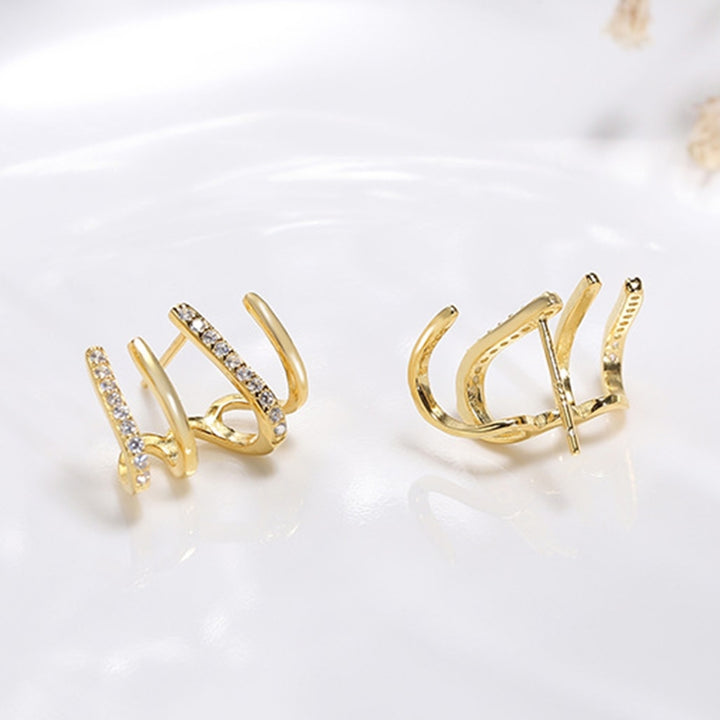 1 Pair Shiny Sturdy Rhinestone Claw Ear Studs Earrings Jewelry Accessory for Party Image 6