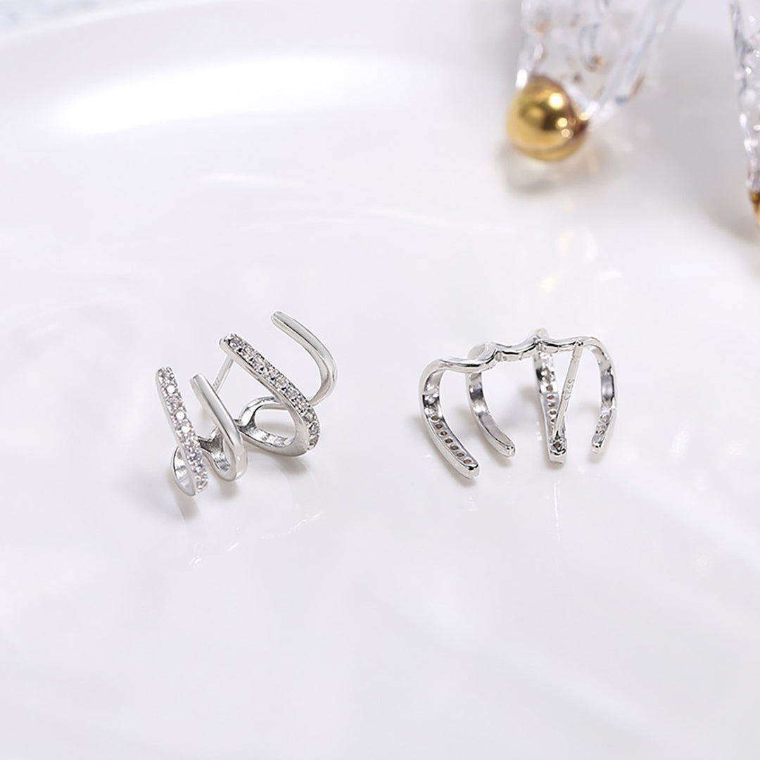 1 Pair Shiny Sturdy Rhinestone Claw Ear Studs Earrings Jewelry Accessory for Party Image 7