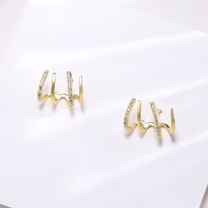 1 Pair Shiny Sturdy Rhinestone Claw Ear Studs Earrings Jewelry Accessory for Party Image 8