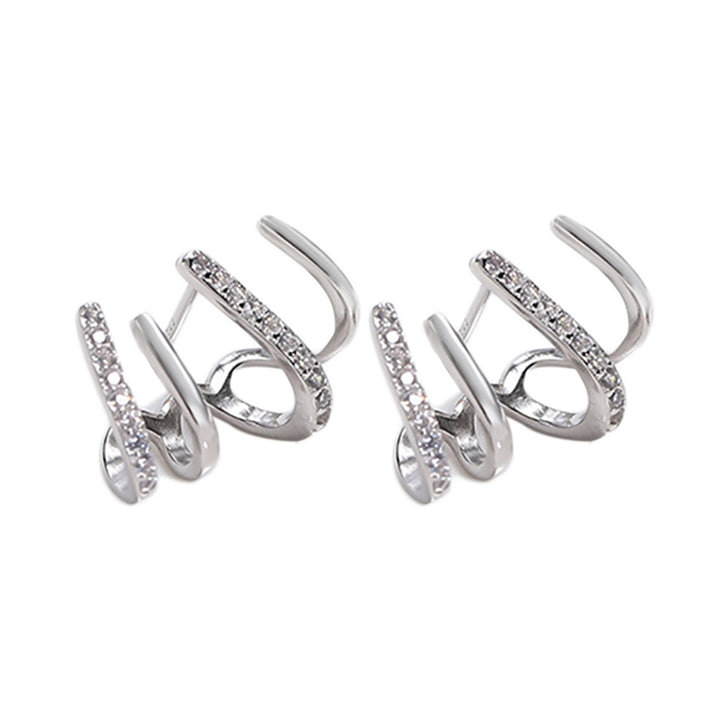 1 Pair Shiny Sturdy Rhinestone Claw Ear Studs Earrings Jewelry Accessory for Party Image 11