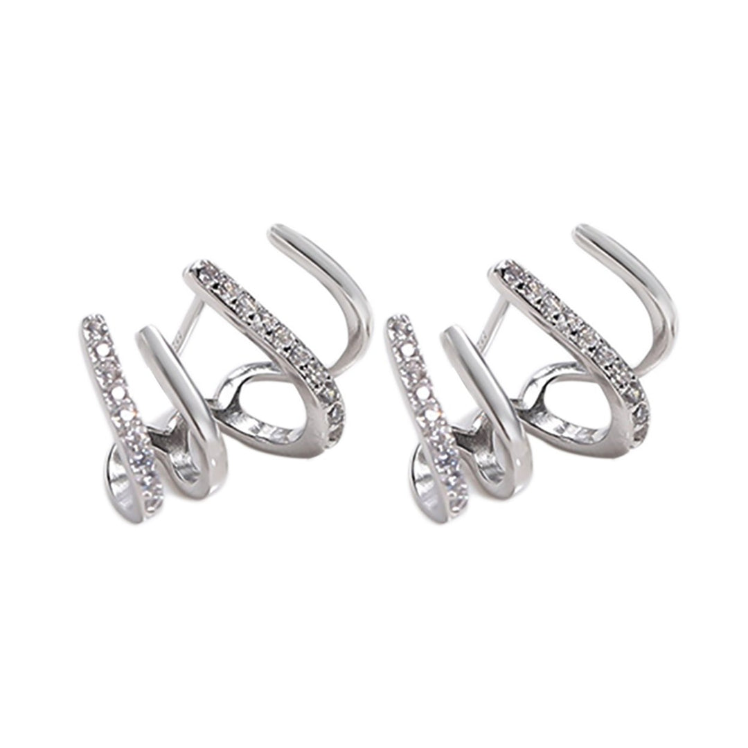 1 Pair Shiny Sturdy Rhinestone Claw Ear Studs Earrings Jewelry Accessory for Party Image 1