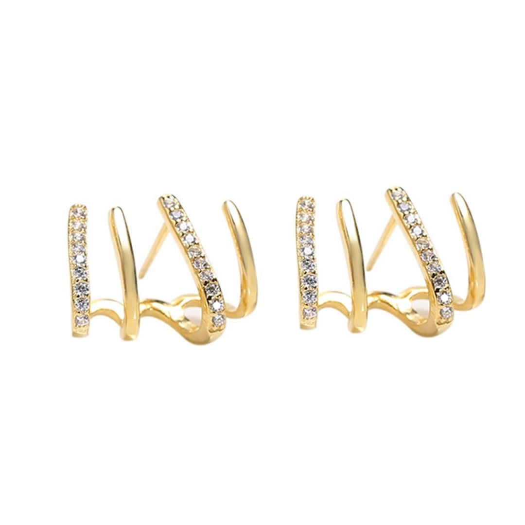 1 Pair Shiny Sturdy Rhinestone Claw Ear Studs Earrings Jewelry Accessory for Party Image 12