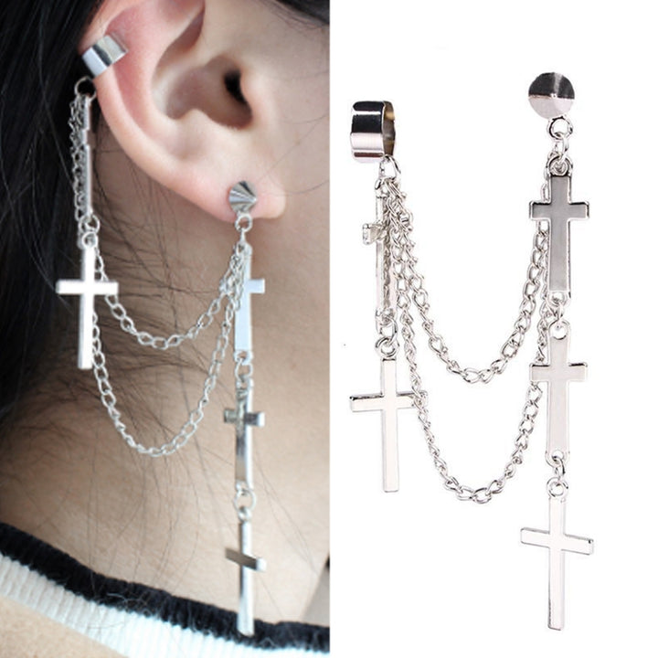 Earring Tassels Design Durable Alloy Punk Style No Ear Hole Earrings for Graduation Image 4