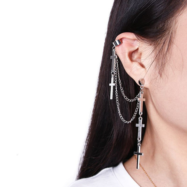 Earring Tassels Design Durable Alloy Punk Style No Ear Hole Earrings for Graduation Image 6