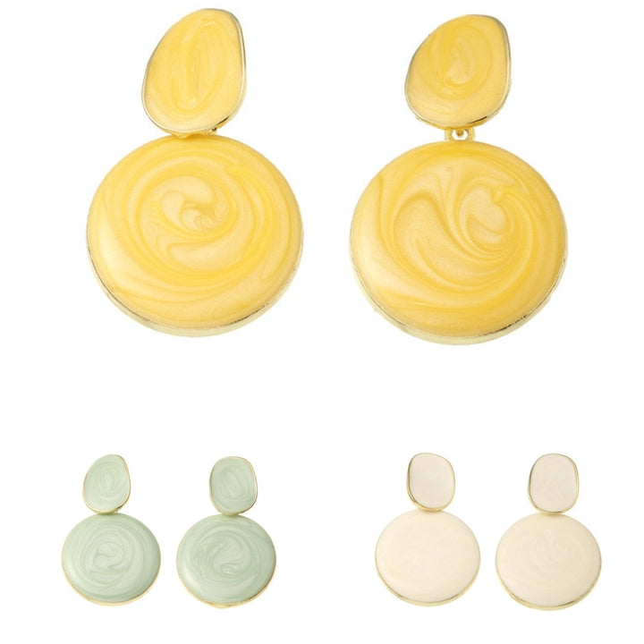 Drop Earrings Oval Shape Exquisite Alloy Candy-colored Dangle Earrings for Party Image 6