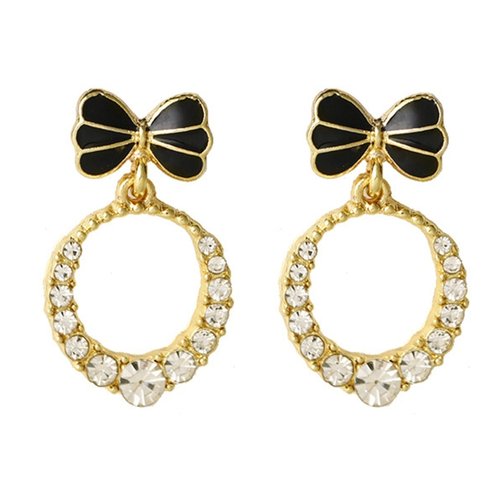 1 Pair Exquisite Women Heart Pendant Rhinestone Shiny Dangle Earring Jewelry Accessory Image 2