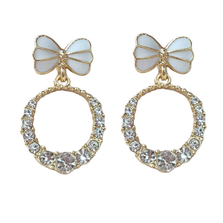 1 Pair Exquisite Women Heart Pendant Rhinestone Shiny Dangle Earring Jewelry Accessory Image 3