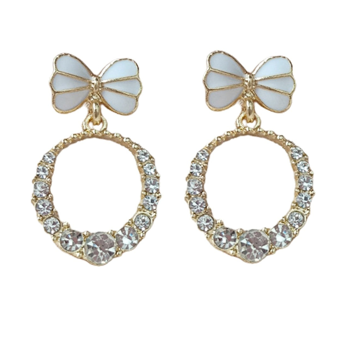 1 Pair Exquisite Women Heart Pendant Rhinestone Shiny Dangle Earring Jewelry Accessory Image 1