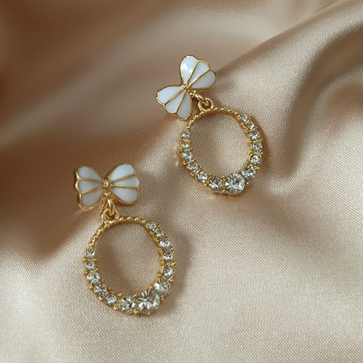 1 Pair Exquisite Women Heart Pendant Rhinestone Shiny Dangle Earring Jewelry Accessory Image 6