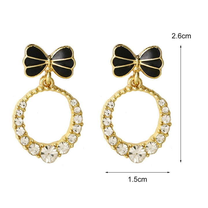 1 Pair Exquisite Women Heart Pendant Rhinestone Shiny Dangle Earring Jewelry Accessory Image 7