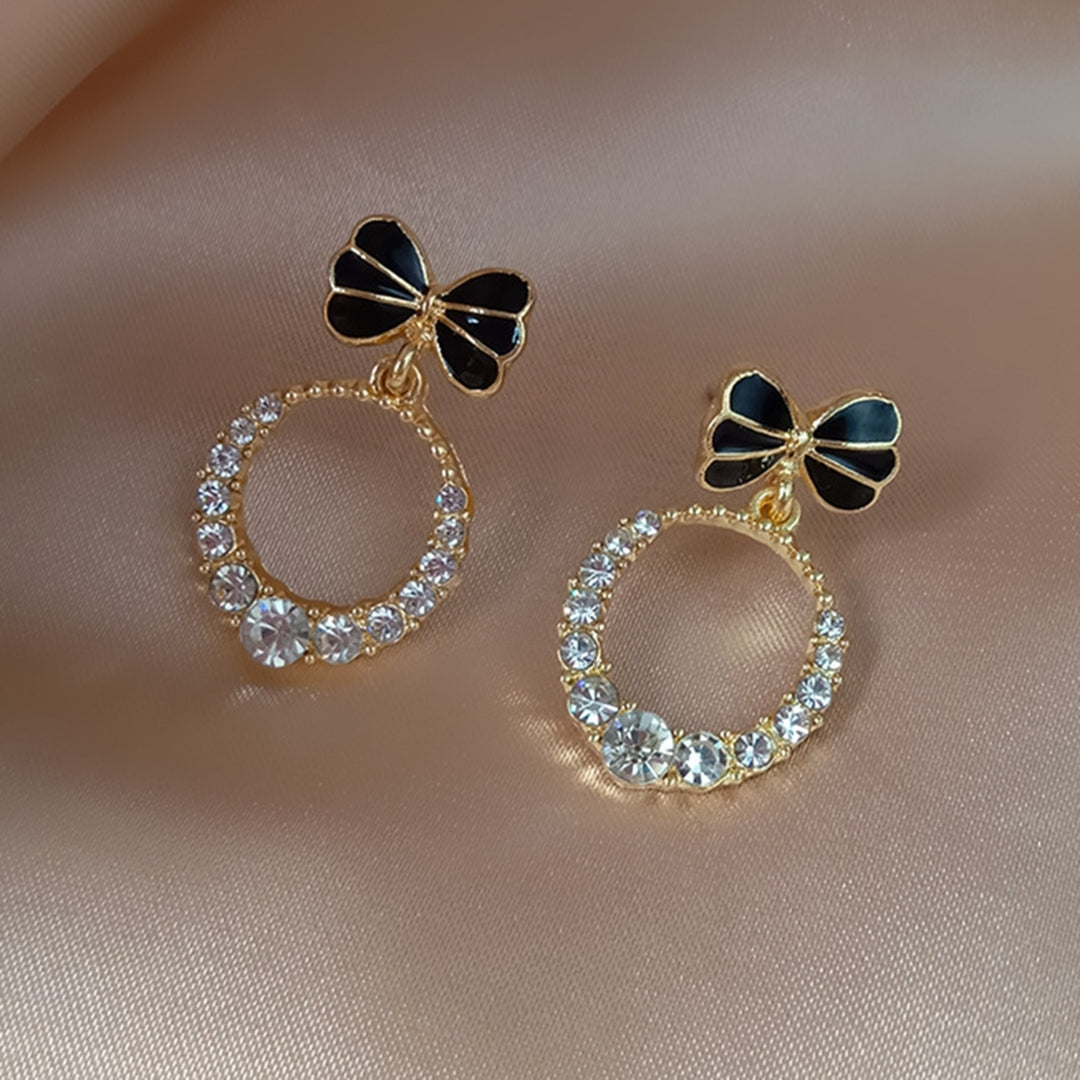 1 Pair Exquisite Women Heart Pendant Rhinestone Shiny Dangle Earring Jewelry Accessory Image 8