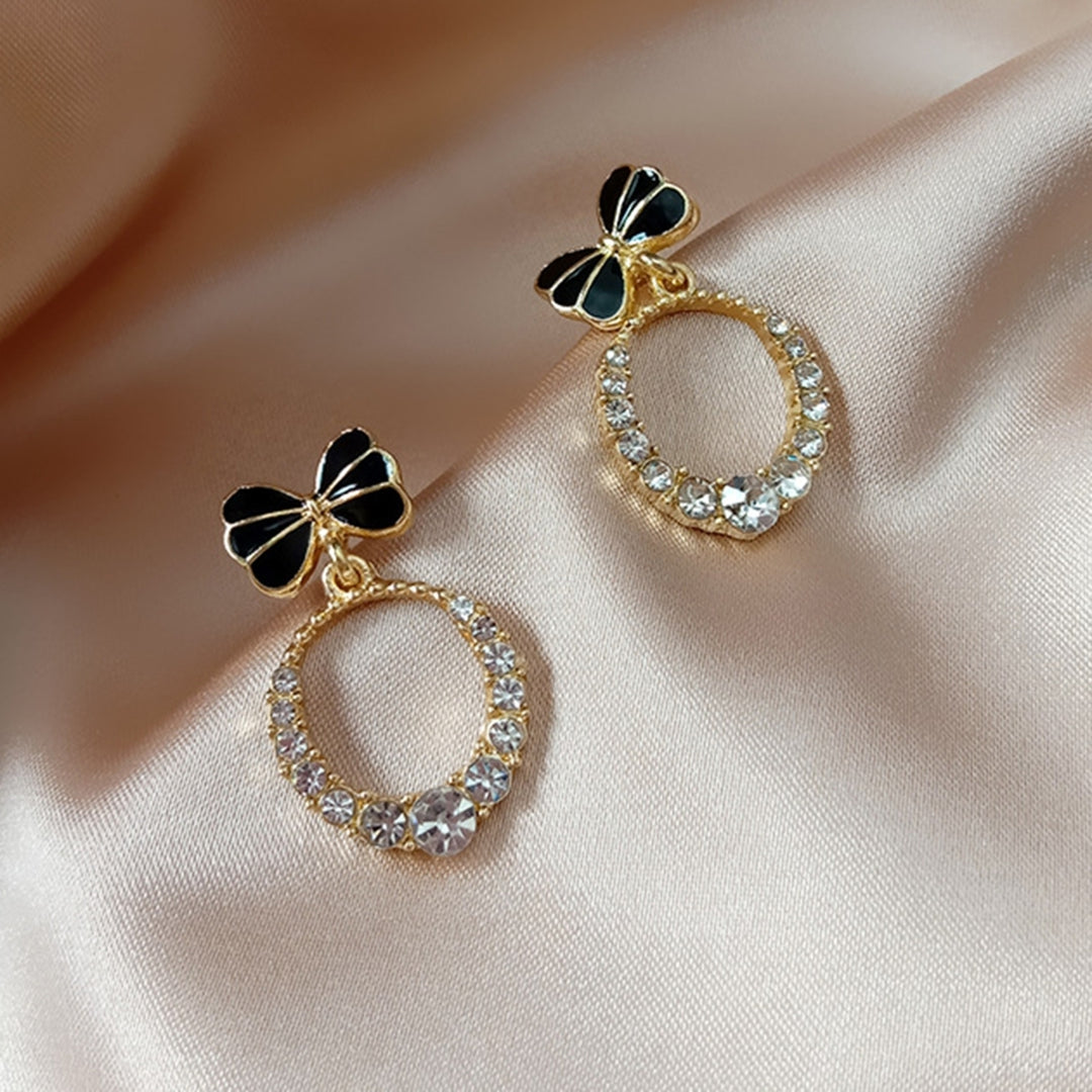 1 Pair Exquisite Women Heart Pendant Rhinestone Shiny Dangle Earring Jewelry Accessory Image 10