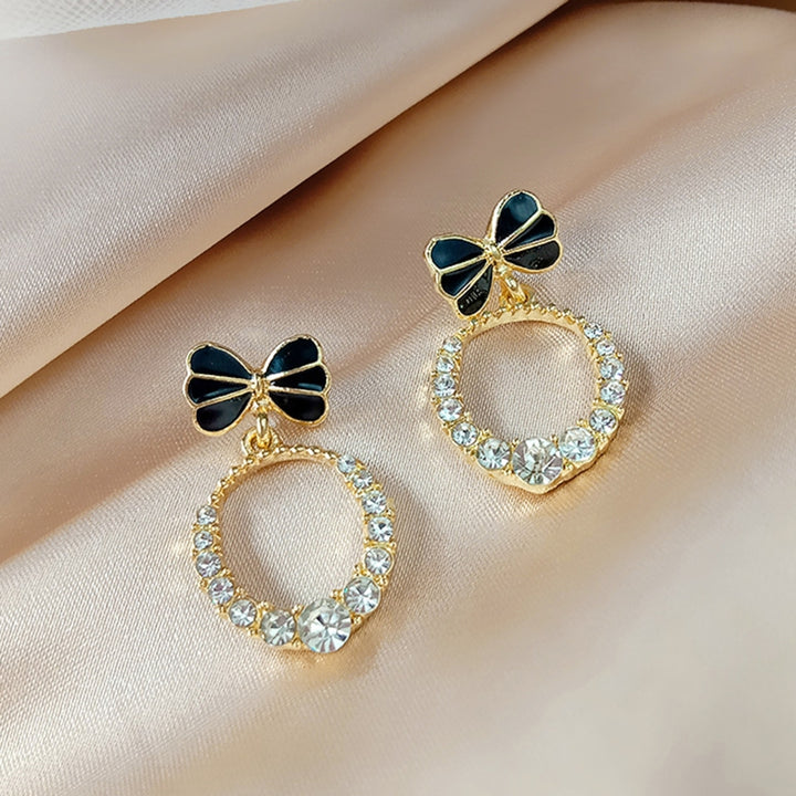 1 Pair Exquisite Women Heart Pendant Rhinestone Shiny Dangle Earring Jewelry Accessory Image 11