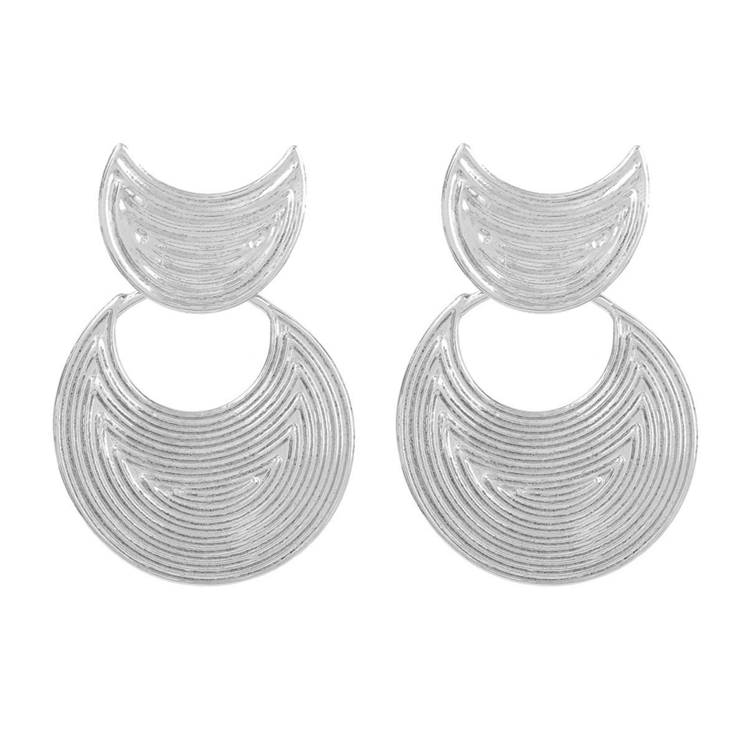 Earrings Moon Shape Drop Resistant Exaggerated Fashion Simple Geometric Arc Earrings for Party Image 8