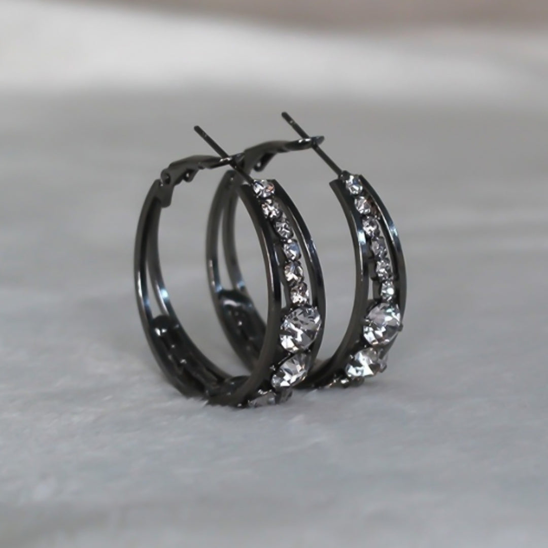 Earring Rhinestone Inlaid Jewelry Accessories Alloy Shiny Banquet Hoop Earrings for Wedding Image 3