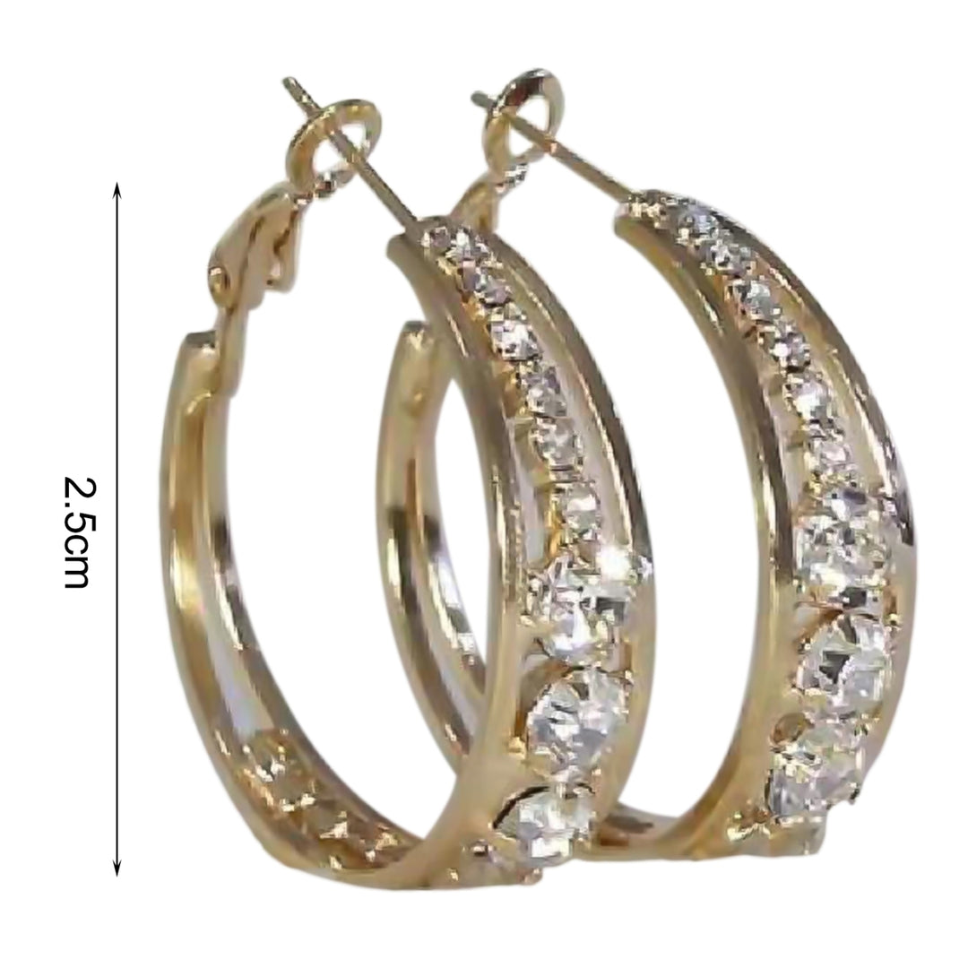 Earring Rhinestone Inlaid Jewelry Accessories Alloy Shiny Banquet Hoop Earrings for Wedding Image 4