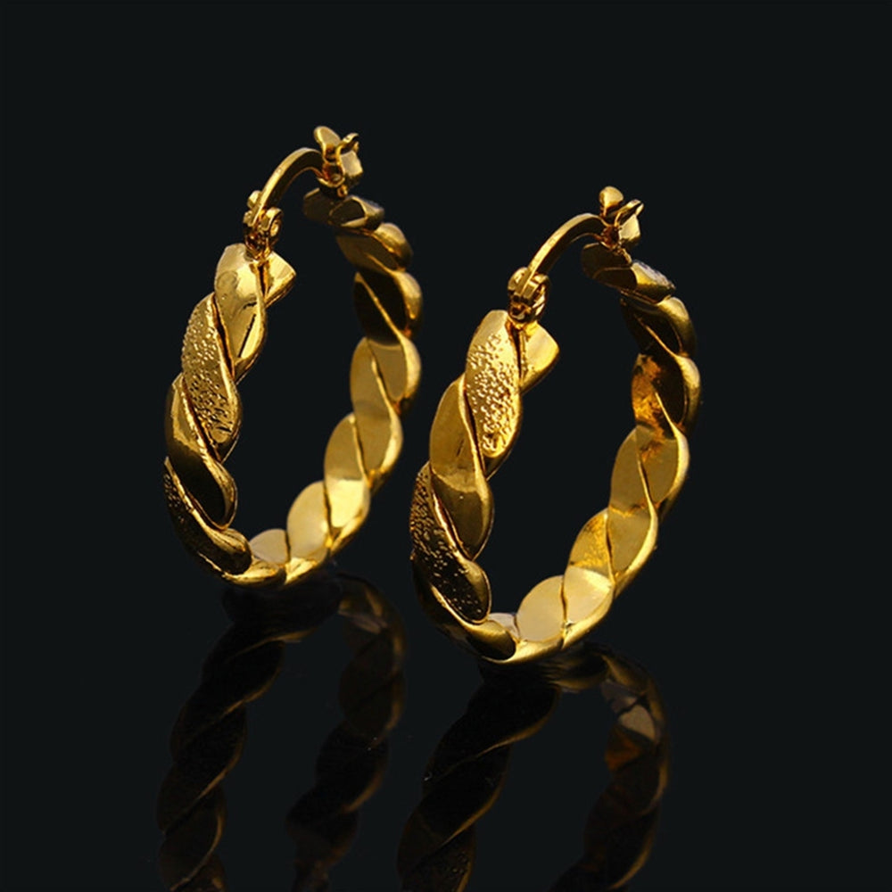 Earrings Round Shape Fine Workmanship Sturdy Gold Color Twisted Braided Earrings for Gift Image 2