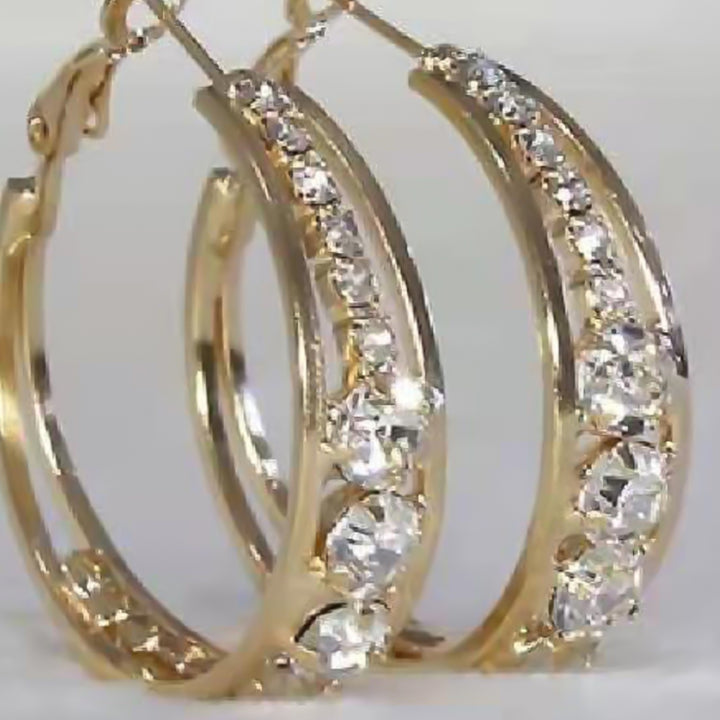 Earring Rhinestone Inlaid Jewelry Accessories Alloy Shiny Banquet Hoop Earrings for Wedding Image 7